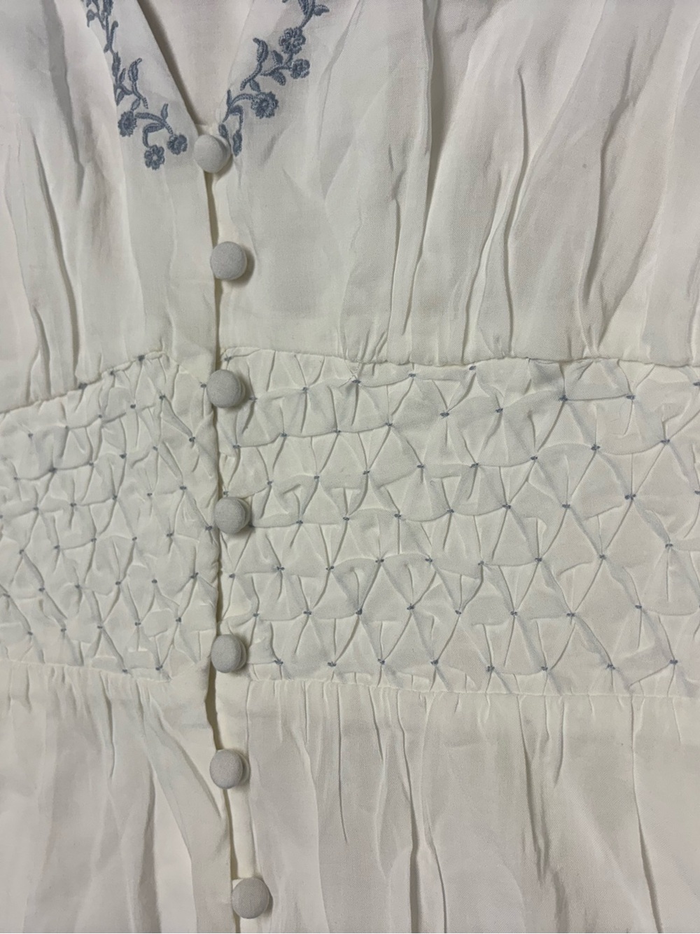 NWT Reformation White Maxi Dress with Blue Floral Embroidery - Picture 6 of 10